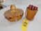 2004 Longaberger Christmas Get-Together Basket & 2005 Wine Beverage Basket w/ Liners, Protectors, &