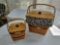 1995 Longaberger Large Holiday Hostess Basket & Holiday Cranberry Basket w/ Liners, Lids,