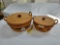 (2) 1999 Longaberger Christmas Collection Popcorn Baskets w/ Lids, Liners, & Protectors
