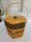 1997 Longaberger Large Hexagonal Snowflake Basket w/ Liner, Lid, & Stackable Organizer Protectors