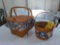 1994 Longaberger Hostess Gourmet Picnic Basket & 1991 Medium Fruit Basket w/ Liner & Protector