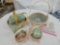2001 Longaberger Large Whitewashed Easter Basket w/ Glass Egg Dish, 1 Medium Basket, & 2 Small
