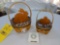 (2) 1998 Longaberger Stained Easter Baskets w/ Wooden Bunny Dividers, Liners, & Lids