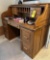 heavy oak roll top, knee hole desk