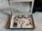 Box of sterling jewelry pieces - Navajo sterling set of earrings, rings, necklace and a bracelet