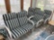 5 Patio chairs with cushions and a patio rocking bench with cushions