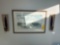 2 framed paintings and wall hangings