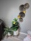 2 Modern Faux Plant Stand, Leaf Wall Decoration, & Modern Circular Wall Art Piece