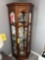 Corner wooden china cabinet with key - contents not included