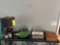Lamp, crystal vases, frames, cigar boxes