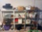 3 shelves and contents - recipe books, organizers, Furio glassware
