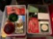 2 Totes of Avon glassware and Christmas items