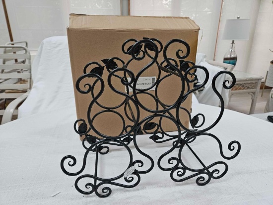 NIB Longaberger Metalworks Wrought Iron Bronze Leaf Wine Holder
