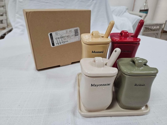 NIB Longaberger Pottery Condiment Set