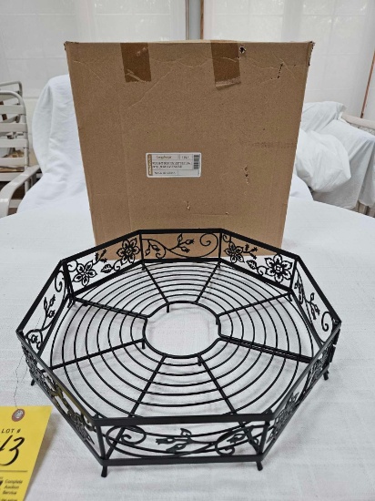 NIB Longaberger Wrought Iron Summertime Floral Patio Umbrella Surround Tray