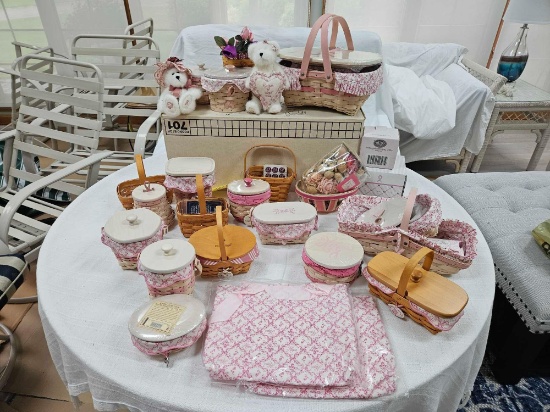 Assortment of Longaberger Breast Cancer Awareness Baskets & Accessories
