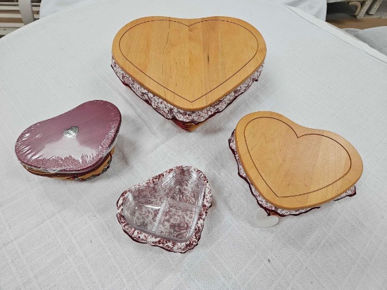 1999 Longaberger Love Letters Sweetheart Basket, Love Treasures Basket, & Tender Heart Basket