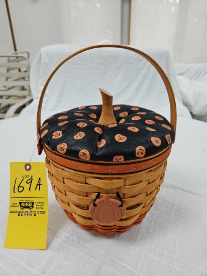1995 & 1996 Longaberger Halloween Pumpkin Basket w/ Lids & Protectors