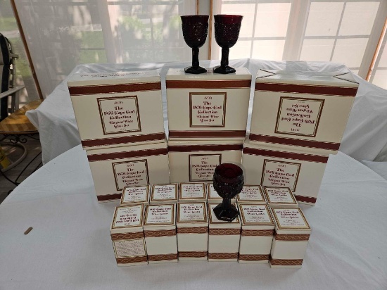 Box of Avon 1876 Cape Cod Collection Elegant Wine Glass Sets & Wine Goblets