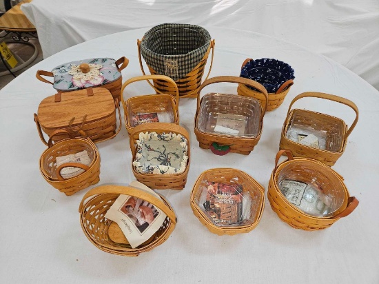 (12) Small Longaberger Baskets in Plastic Tub