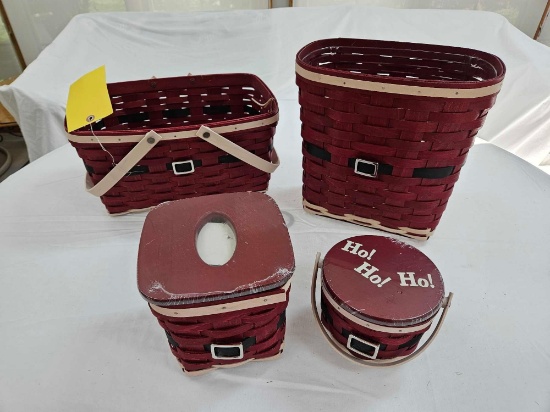 2010 Longaberger 4 Pc. Santa Belly Basket Set