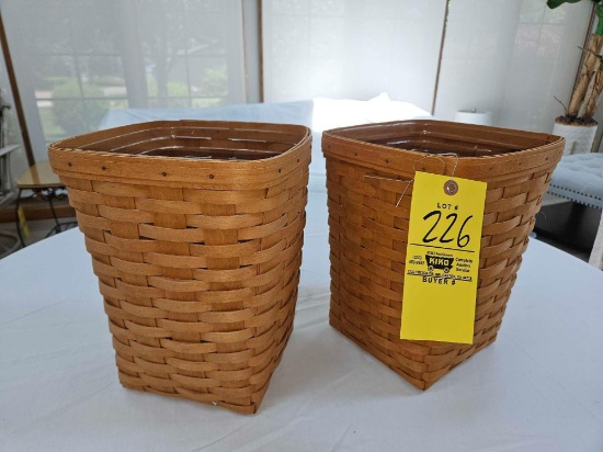 (2) Longaberger Square Baskets w/ Protectors - 1990 & 1991