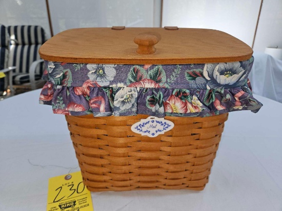 1993 Longaberger Hostess Collection Mail Basket w/ Liner, Lid, & Protector