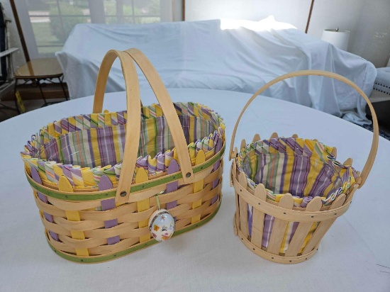 2007 Longaberger Easter Basket Set w/ Liners & Protectors