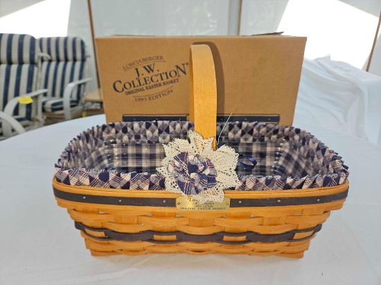 NIB 1993 Longaberger J.W. Collection Original Easter Basket w/ Liner & Protector