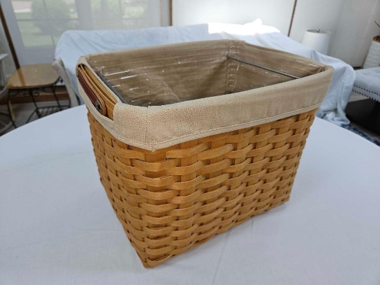 2004 Longaberger Personal File Basket w/ Liner & Protector