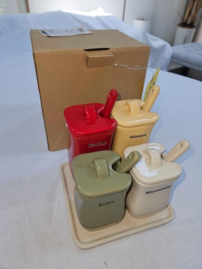 NIB Longaberger Pottery Condiment Set