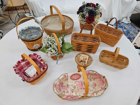 Large Box of Assorted Longaberger Baskets & Accessories