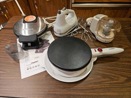 Cuisinart Waffle Maker, Kitchen Aid Hand Mixer. B&D Chopper, CucinaPro Hot Plate
