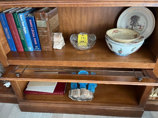 Glassware bowls and books