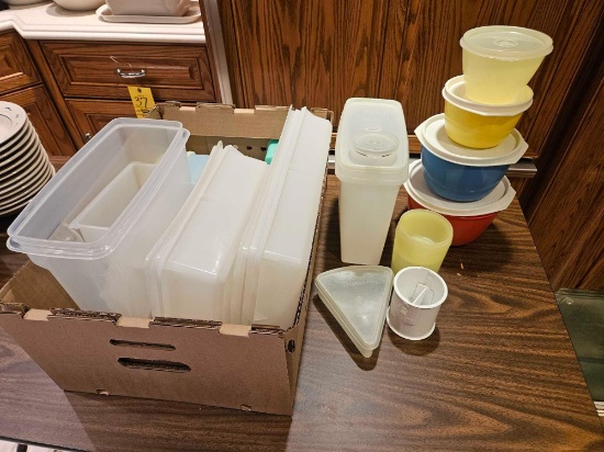 Assortment of Tupperware, Kitchen Towels, Kitchen Wraps