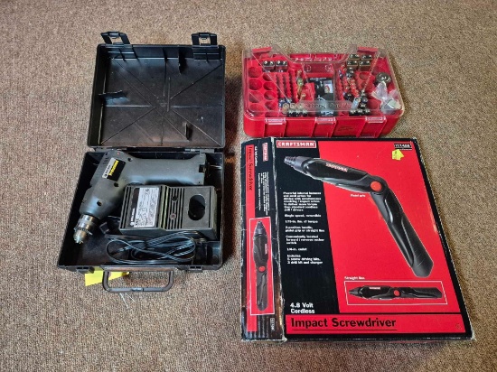 Craftsman Impact Screwdriver, Battery Daddy Kit, and Black & Decker 7.2V Drill Set