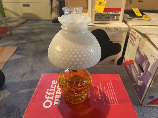 Oil lamp with a Milk glass shade