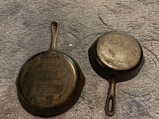 Wagners 9in cast iron skillet and a 8in cast iron skillet