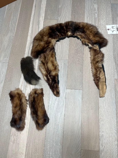 Vintage fur pelt and pelt pieces