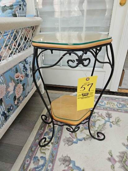 Longaberger 24" Wrough Iron Stand with Wood and Glass Tops