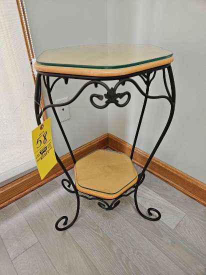 Longaberger 24" Wrough Iron Stand with Wood and Glass Tops