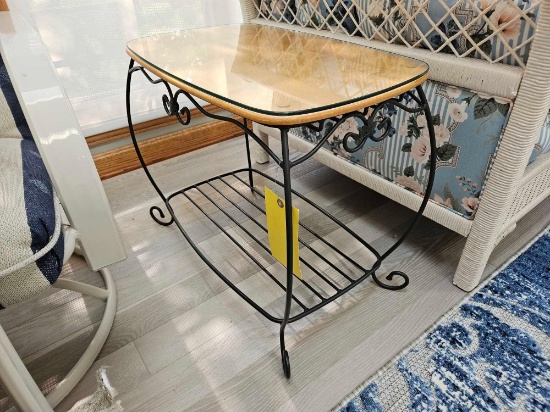 Longaberger 29" Wrought Iron Stand with Wood and Glass Top