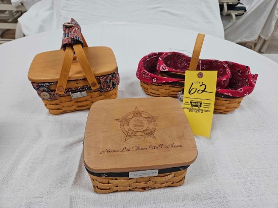 (3) Small Signed Longaberger Baskets - 2005 Peace Officers Memorial Service, 2000 Table Toppers, &