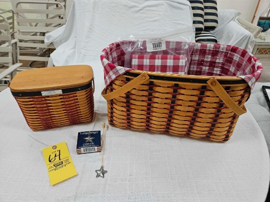 Longaberger Collector's Club 2001 Whistle-Stop Basket & 2002 All-American Hostess Block Party Basket