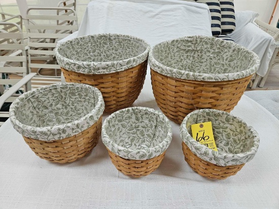 Longaberger 2004 5-Piece Stacking Flora Basket - Signed w/ Protectors