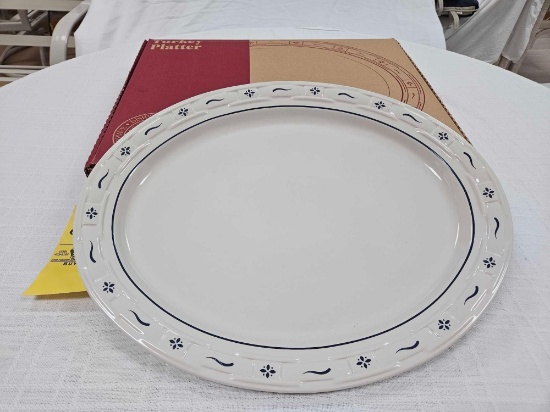 NIB Longaberger White & Blue Turkey Platter