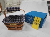 NIB 1990 Longaberger J.W. Collection Berry Basket w/ Liner & Protector