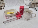 NIB Longaberger Pottery All-American Large Milk Pitcher & 8 x 8 In. Baking Dish