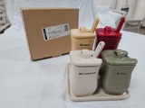NIB Longaberger Pottery Condiment Set