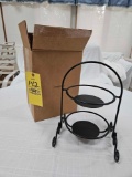 NIB Longaberger Wrought Iron Small Two-Pie Server